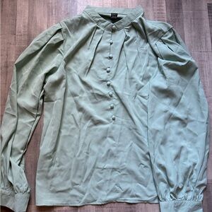 SHEIN Sage Green Casual Button-Down Shirt